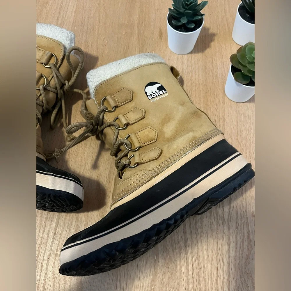 Sorel Cariboo Tan Leather Winter Boots - Picture 2 of 9